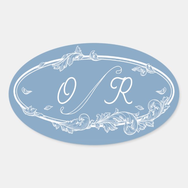 Sticker Ovale Mariage minimal de la côte bleu sombre (Devant)