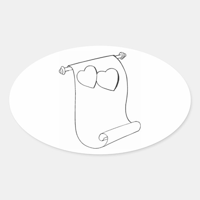 Sticker Ovale Mariage ovale Favor Seals Coeurs Love Scroll (Devant)