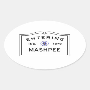 Sticker Ovale Mashpee entrant mA, signe de ville de Cape Cod