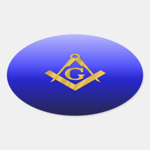 Sticker Ovale Mason Masonic avec bleu dégradé