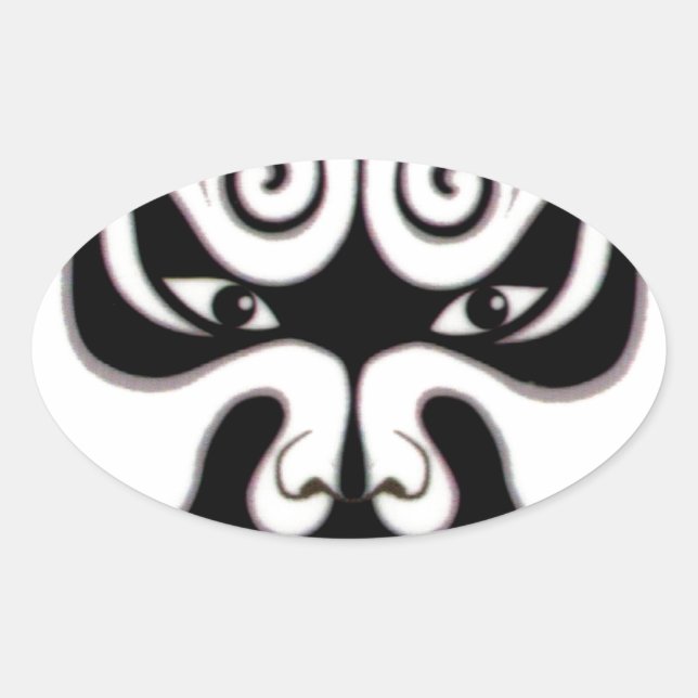 Sticker Ovale Masque de Japonais de la Chine Japon d'opéra de (Devant)