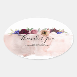 Sticker Ovale Merci mariage - Floral Vintage Automne