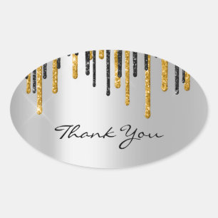 Sticker Ovale Merci Nom Mariage Silver Grey Gold Drivers