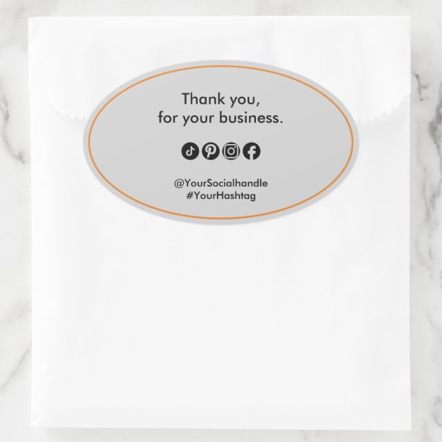 Sticker Ovale Merci Pour Votre Entreprise Connectez-Vous Et Suiv (Sac)