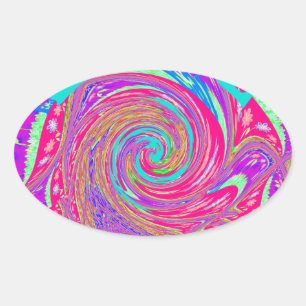 Sticker Ovale Mesmerizing Whirlpool Love Cyan Texte art Graphiqu