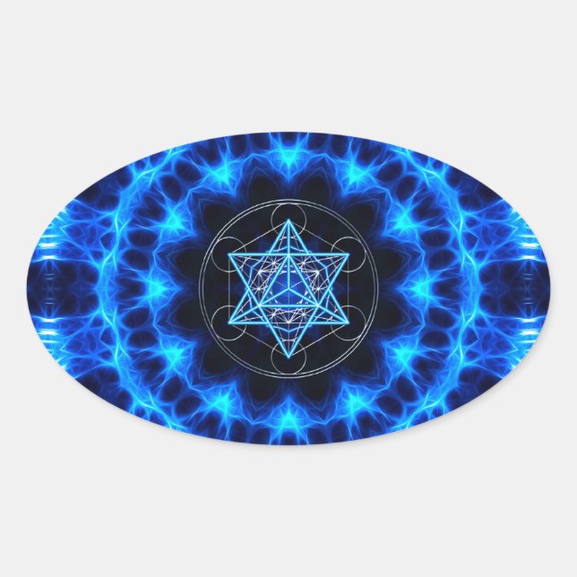 Sticker Ovale Metatrons Würfel - Merkaba - Stern Tetraeder (Devant)
