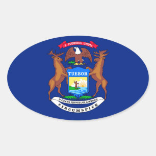 Sticker Ovale Michigan State Flag Design