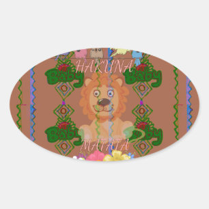 Sticker Ovale Mignonne Bébé Lion King : Hakuna Matata Design