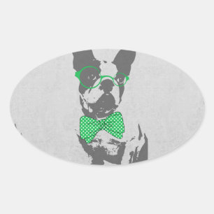 Sticker Ovale Mignonne drôle animal vintage tendance French bull
