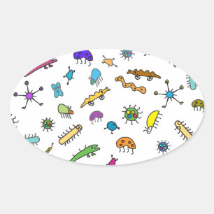 Sticker Ovale Mini Bugs et Mini Beasts