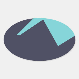 Sticker Ovale Minimalisme Art Abstrait Bleu Blanc