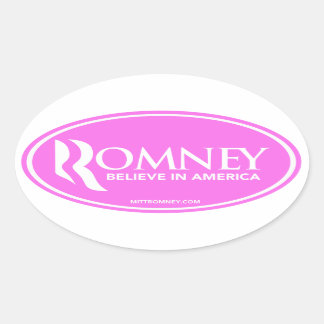 Sticker Ovale Mitt Romney Croit En L'Amérique (Sticker Rose Oval