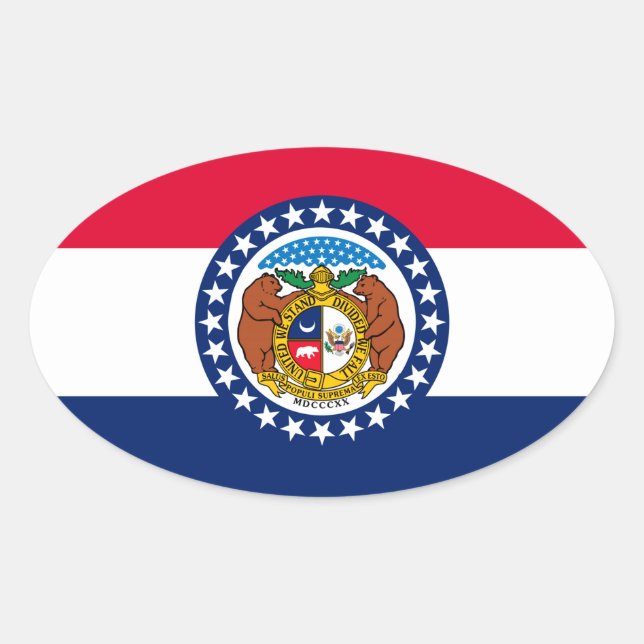Sticker Ovale Modèle de drapeau d'État du Missouri (Devant)
