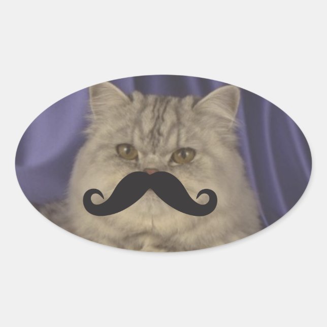 Sticker Ovale Modèle Mustache Qpc (Devant)