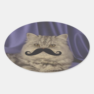 Sticker Ovale Modèle Mustache Qpc