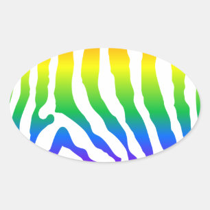 Sticker Ovale Modèle Rainbow Zebra