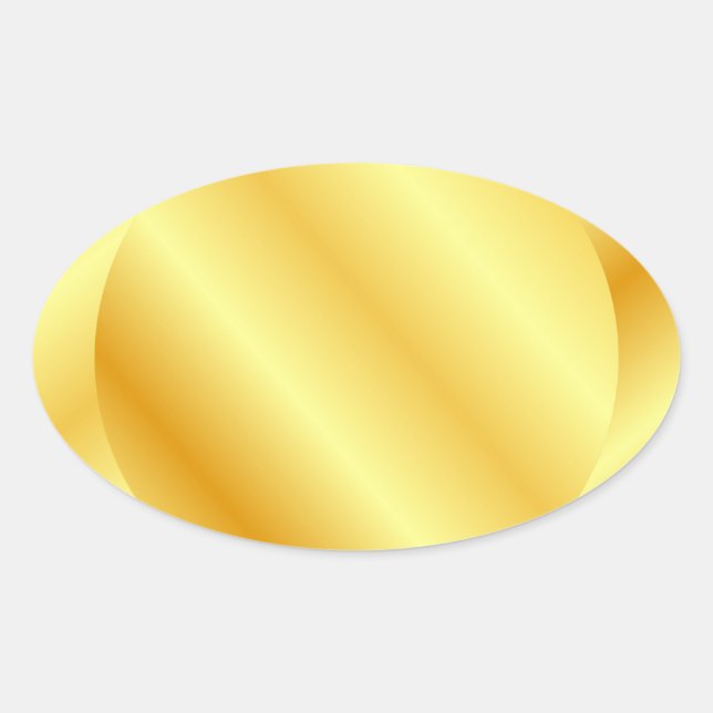 Sticker Ovale Modèle Vide Or Faux Ajouter un monogramme de texte (Devant)