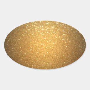 Sticker Ovale Modèle vierge paillettes dorées Ajoutez votre text