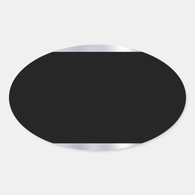 Sticker Ovale Modèle vierge personnalisé Faux Argent Noir Élégan (Devant)