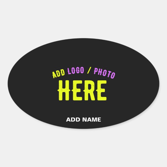 STICKER OVALE MODERNE ET MODERNE PERSONNALISABLE NOIR VÉRIFIÉ (Devant)