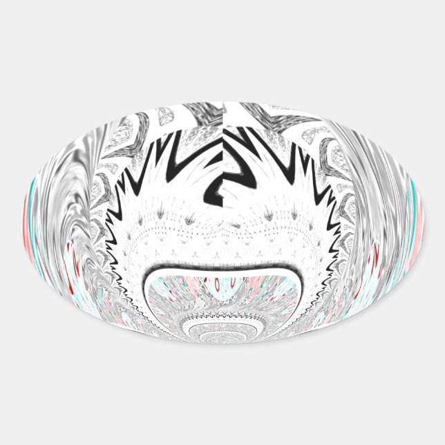 Sticker Ovale Moderne Urban Ash Gris Flora Abstrait Motif Art (Devant)