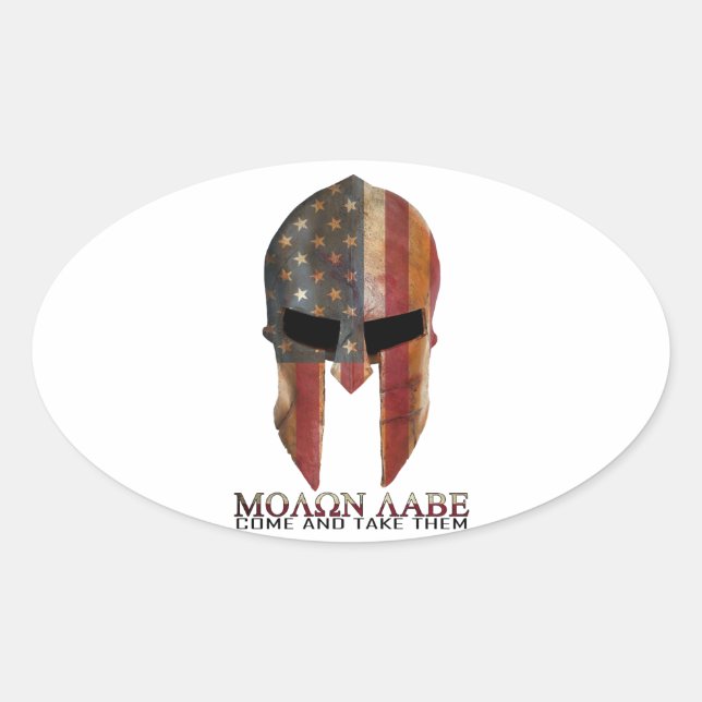 Sticker Ovale Molon Labe (Devant)