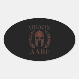 Sticker Ovale Molon Labe Guerrier de fer Laurels