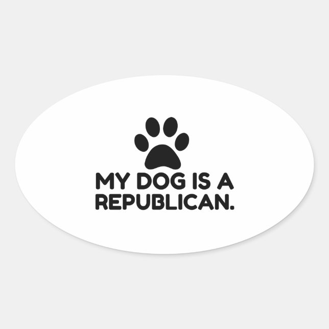 Sticker Ovale Mon Chien Est Un Républicain (Devant)