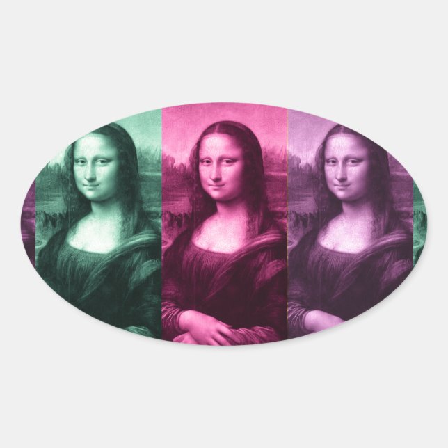 Sticker Ovale Mona Lisa Rose vert violet (Devant)