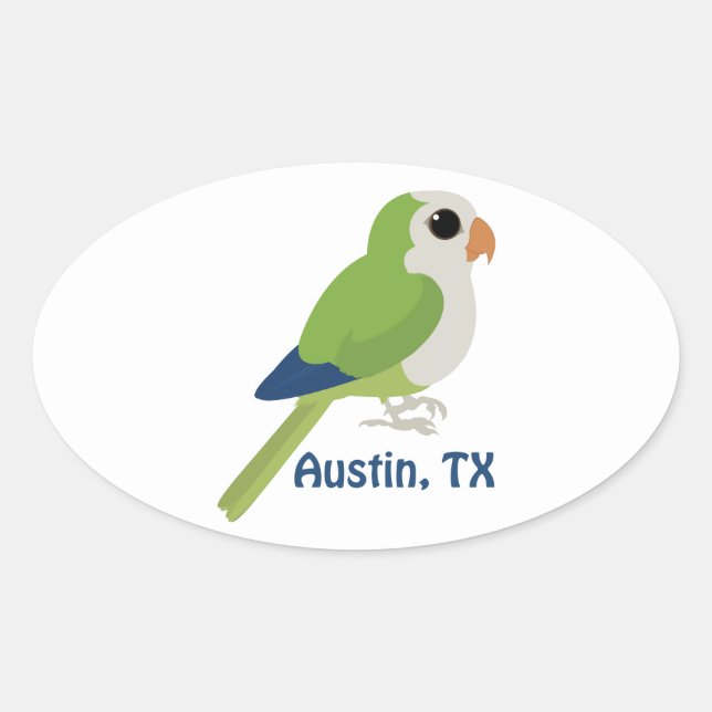 Sticker Ovale Monk Parakeet - Austin, Texas (Devant)