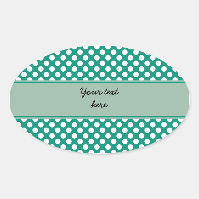 Sticker Ovale Monogram Emerald Green et White Polka Motif (Devant)