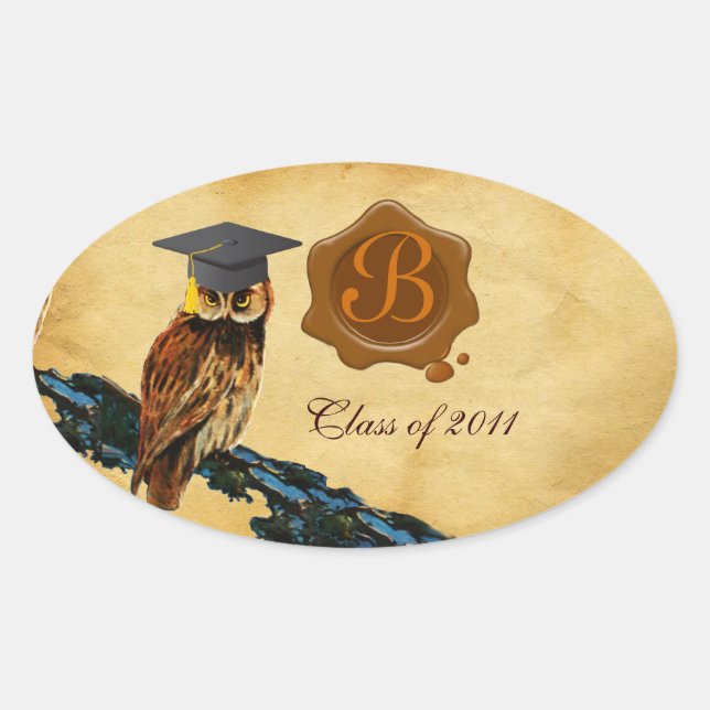 STICKER OVALE MONOGRAMME DE GRADUM DU PARCHEMENT DE LA BOULE BRO (Devant)
