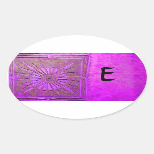 Sticker Ovale MONOGRAMME DE L'ÉTOILE DU MATIN, violet rose, viol