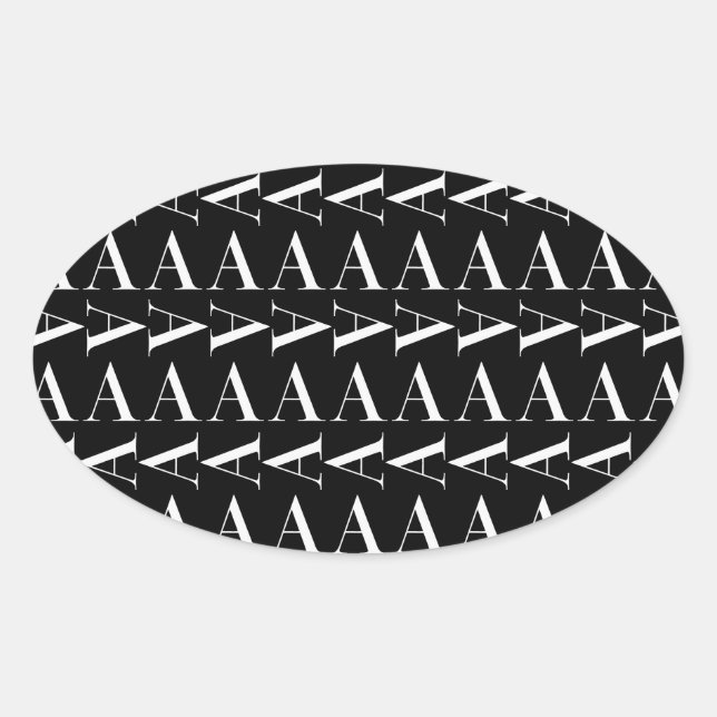 Sticker Ovale Monogramme Lettre initiale A, Choisir la couleur A (Devant)