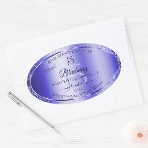 Sticker Ovale Monogramme Royal Blue Soft Parties scintillant pro