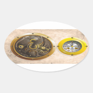 Sticker Ovale Montre Steampunk