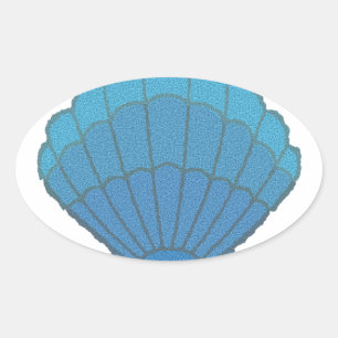 Sticker Ovale Mosaïque Blue Seashell