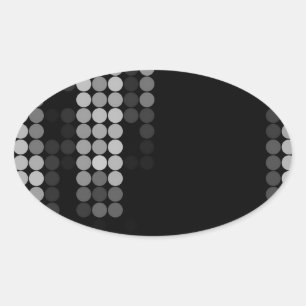 Sticker Ovale Motif à points Nuances de gris