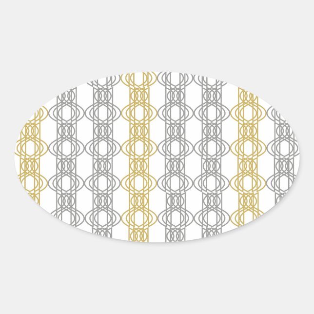 Sticker Ovale Motif argent et or (Devant)