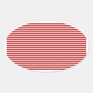 Sticker Ovale Motif blanc rouge nautique de rayures de Noël