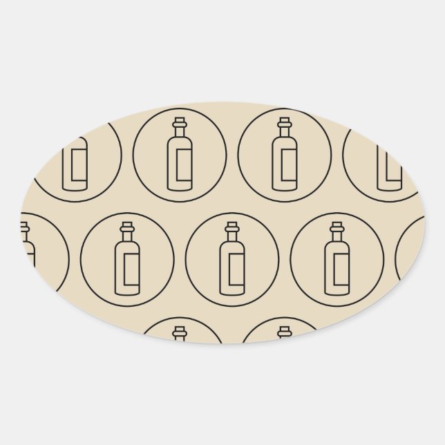 Sticker Ovale motif bouteille de vin (Devant)