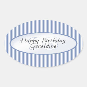 Sticker Ovale Motif d'âge subtil bleu/blanc simple rayures