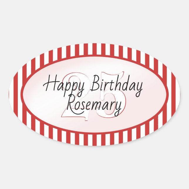 Sticker Ovale Motif d'âge subtil rouge/blanc à rayures simples (Devant)