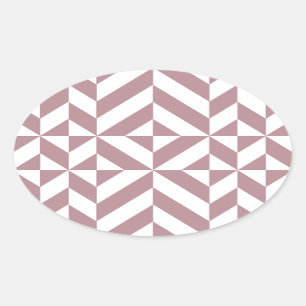 Sticker Ovale Motif de cube géométrique Mauve foncé