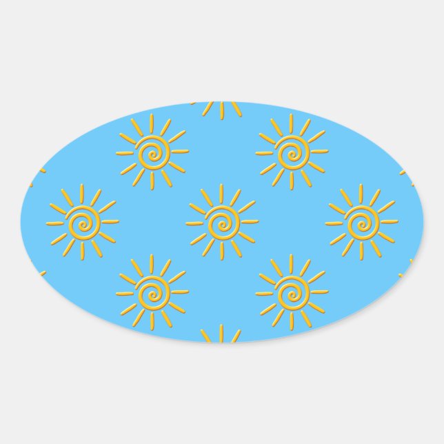 Sticker Ovale motif de dessin 3D Jaune Sun (Devant)