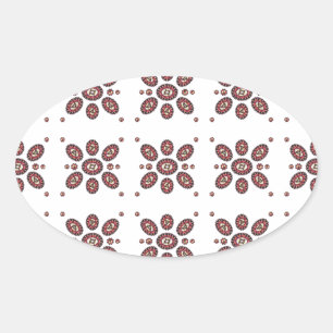 Sticker Ovale Motif de fleurs Mandala