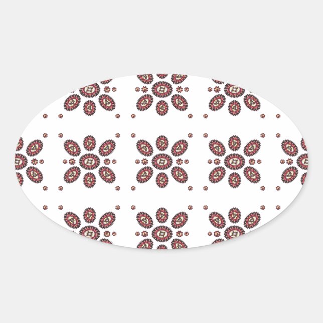 Sticker Ovale Motif de fleurs Mandala (Devant)