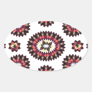 Sticker Ovale Motif de fleurs Mandala