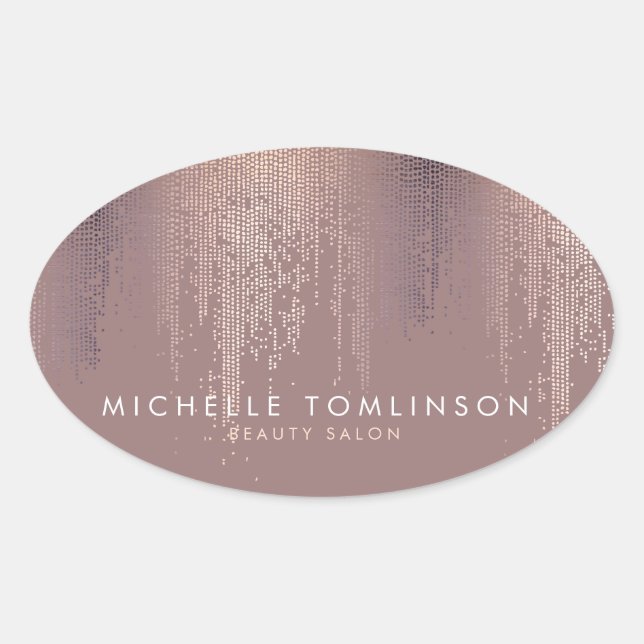 Sticker Ovale Motif de pluie Luxe Rose Gold Confetti (Devant)