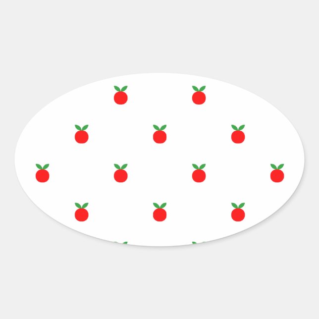 Sticker Ovale Motif de pomme rouge (Devant)